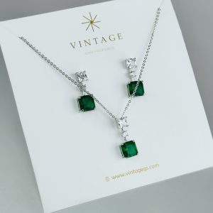 Juego Colgante Verde Esmeralda