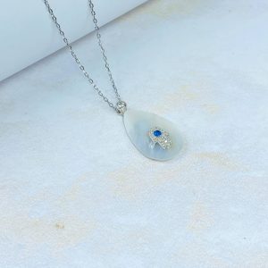 Cadena De Plata Ojo Turco Nácar