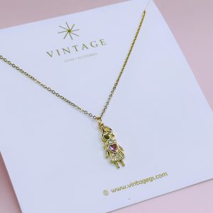 Cadena Niña Corazón Rosado