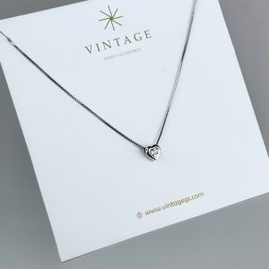 Cadena Plata Circón Corazón