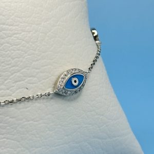 Pulsera de Plata Ojo Turco Celeste