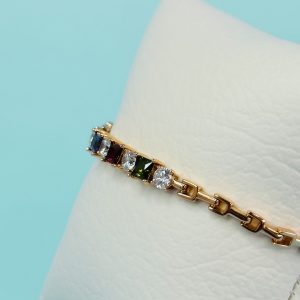 Pulsera Acero Piedras Cálidas & Puntos de Luz