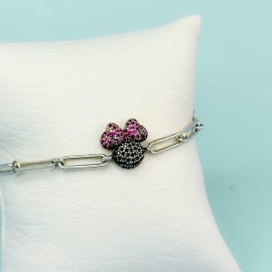 Pulsera Plata - Eslabón Minnie Mouse Pink