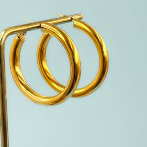 Argollas Acero Wide Tube Gold