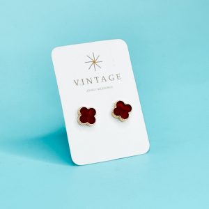 Aretes Dupe Trebol Carmin 7mm