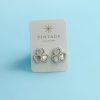 Aretes Dupe Trebol White Heart 1.5 cm