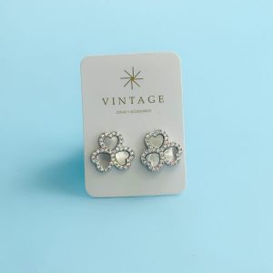 Aretes Dupe Trebol White Heart 1.5 cm