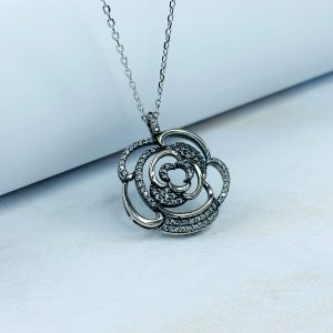 Cadena De Plata Rosa Grande Circones