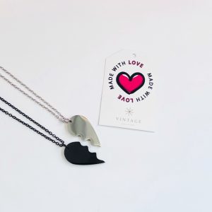 Cadena Para Compartir Corazón Plomo Y Negro