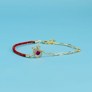 Pulsera Roja Conejito Brillos Rosa
