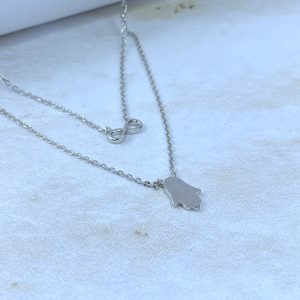 Cadena De Plata Doble Infinito Mano De Dios