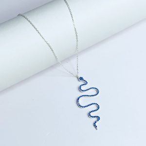Cadena Plata Serpiente Azul