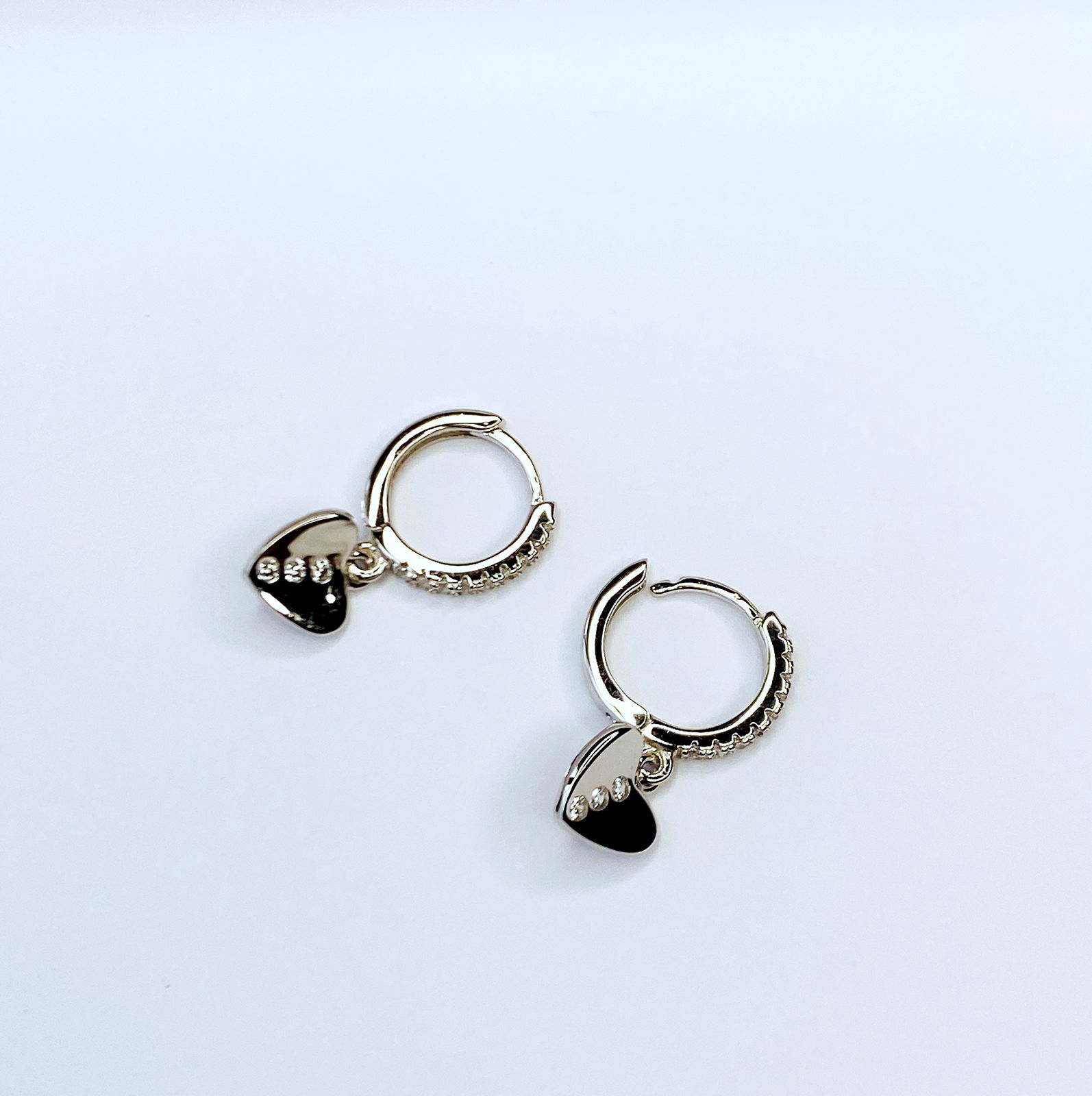 Argollitas Plata Colgante Corazón