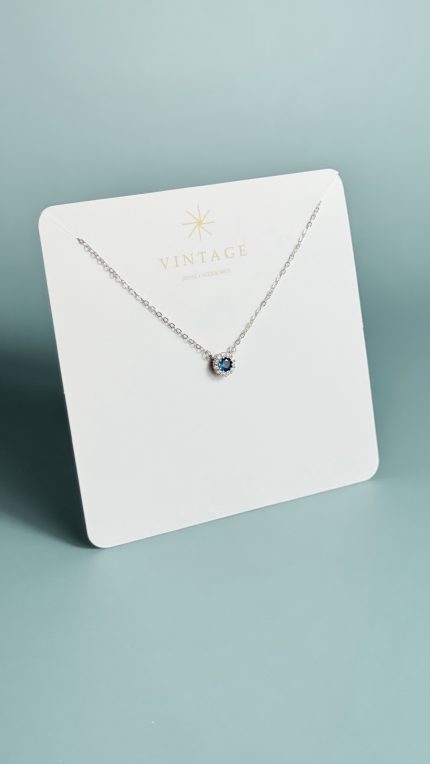 Cadena Circonia Azul Plata