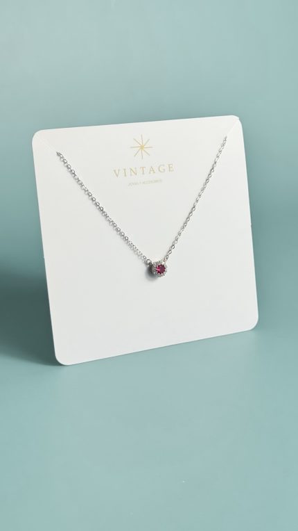 Cadena Circonia Roja Plata