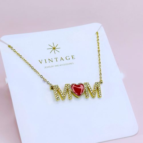 Cadena Mom Corazon Rojo $14