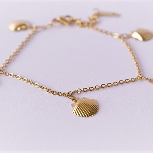 Pulsera Acero Dorada Conchas