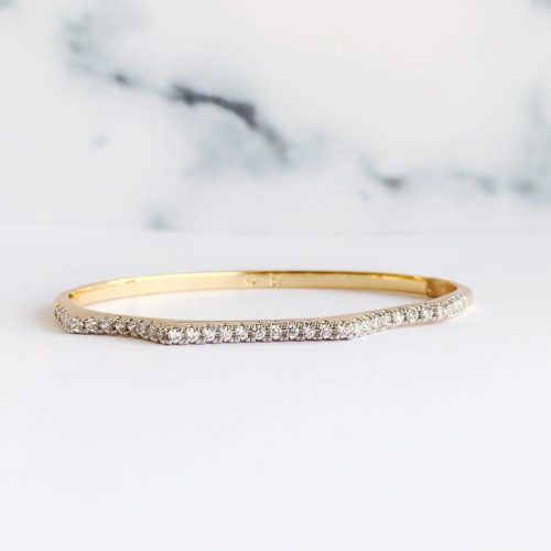 Pulsera Acero Dorada Rígida Olas