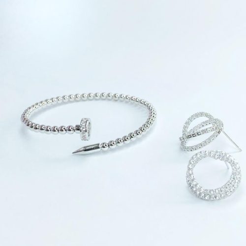 Set Acero Plata Circones